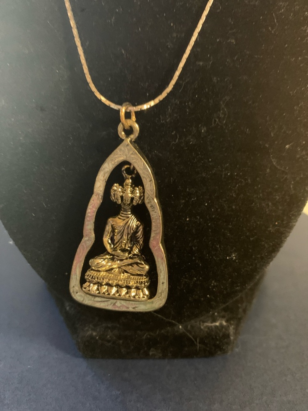 Silver-Tone Buddha Pendant Necklace - Unbranded